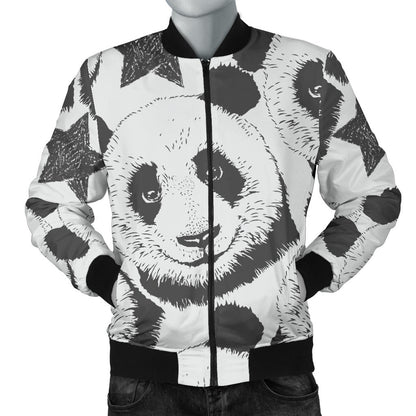 Panda Pattern Print Design A02 Men Bomber Jacket