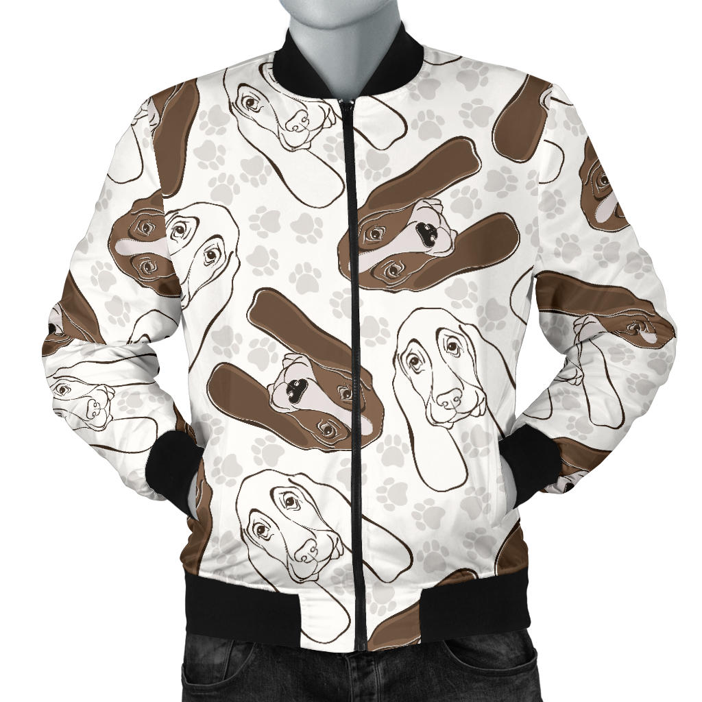 Basset Hound Pattern Print Design 01 Men Bomber Jacket