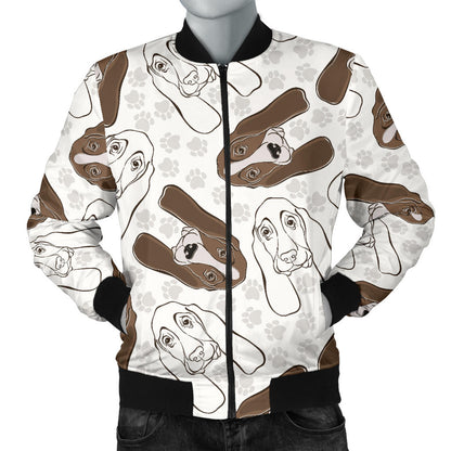 Basset Hound Pattern Print Design 01 Men Bomber Jacket