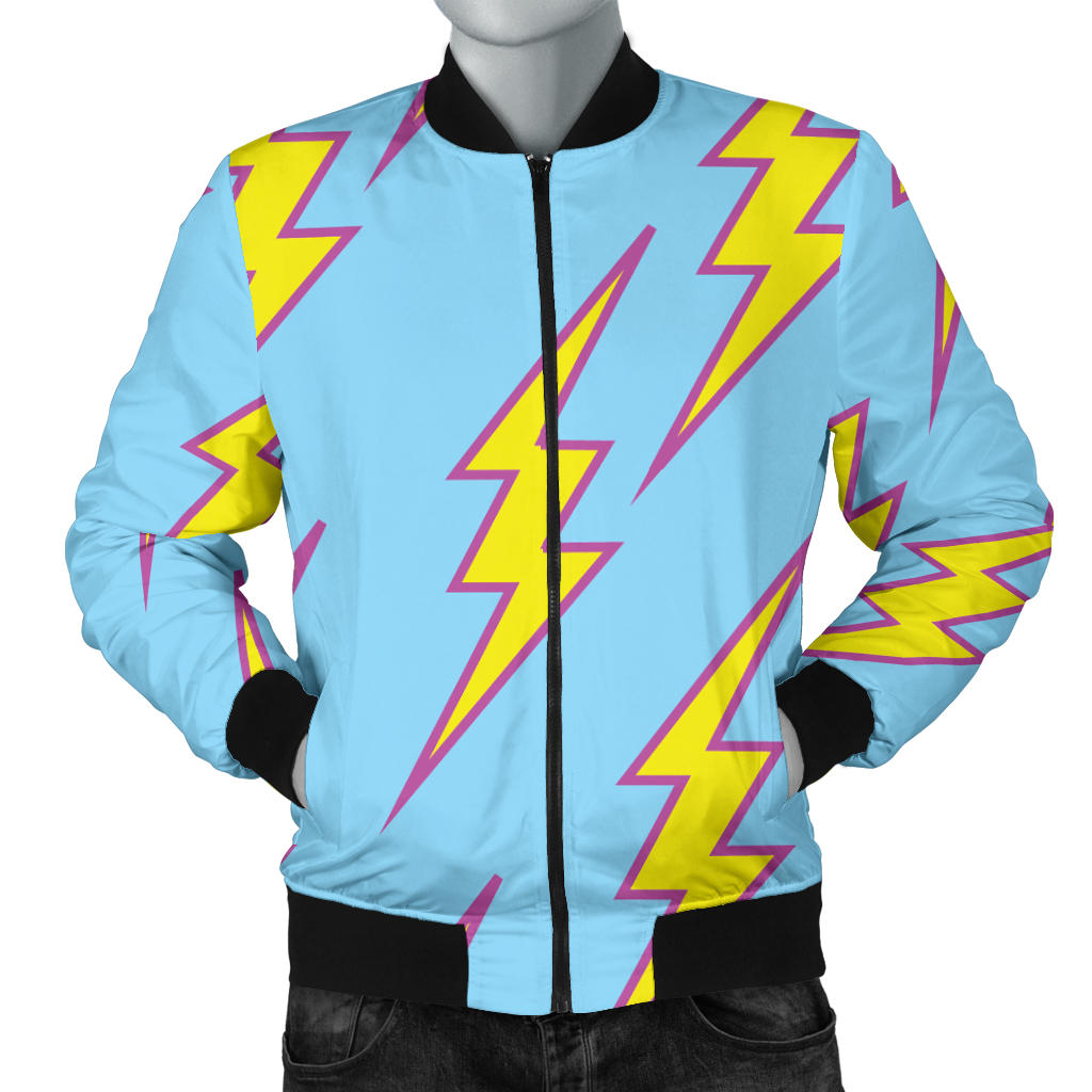 Lightning Thunder Pattern Print Design 02 Men Bomber Jacket