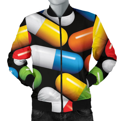 Pill Pattern Print Design A02 Men Bomber Jacket