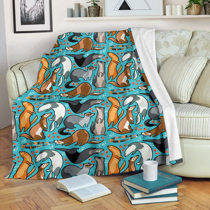 Ferret Pattern Print Design 03 Premium Blanket
