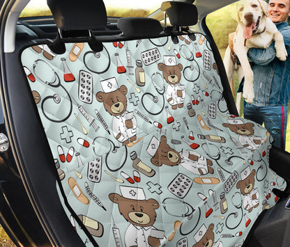 Nurse Bear Pattern Print Design A01 Rear Dog Car Seat Cover Hammock