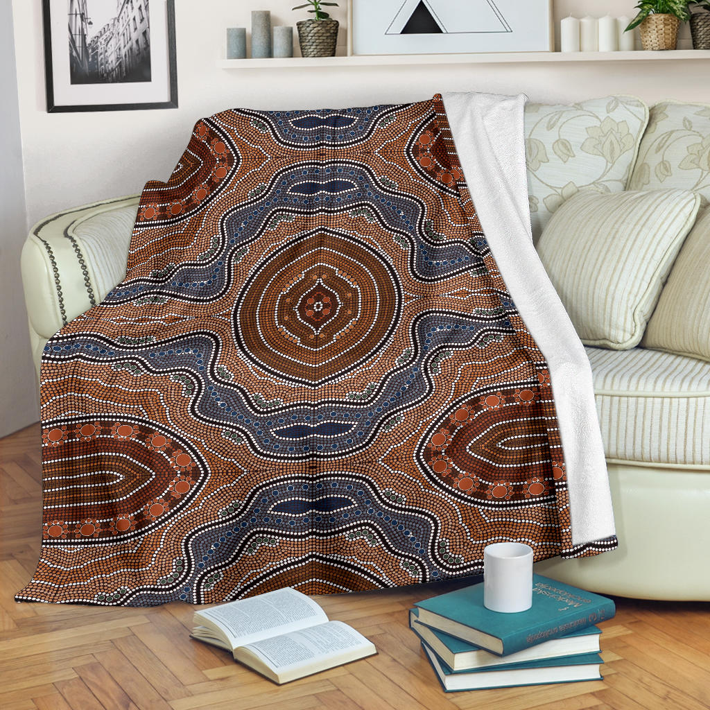 Aboriginal Pattern Print Design 01 Premium Blanket