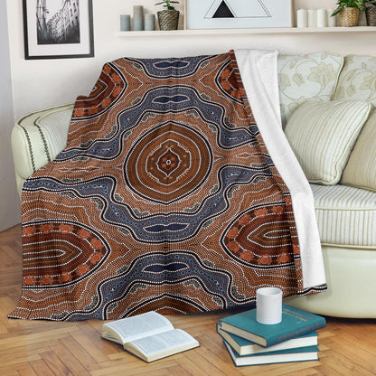 Aboriginal Pattern Print Design 01 Premium Blanket