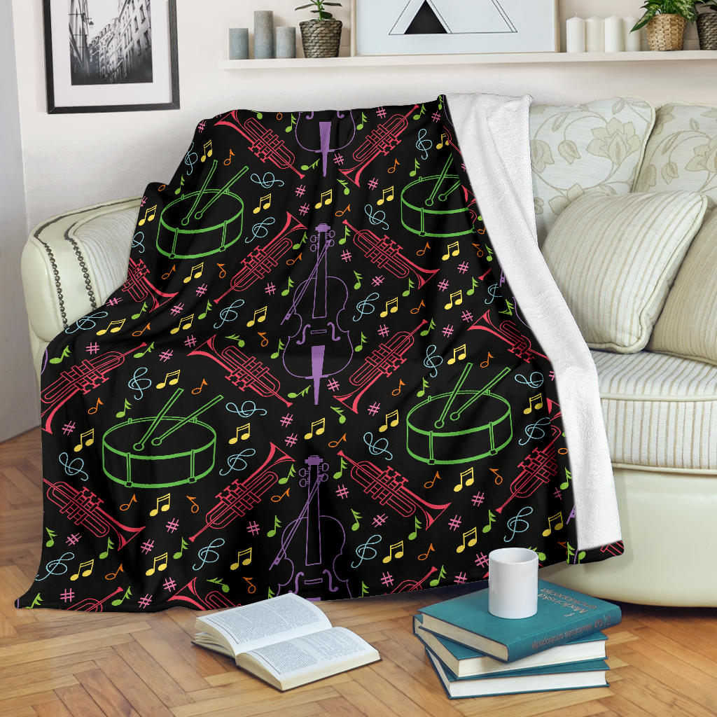 Cello Neon Pattern Print Design 02 Premium Blanket