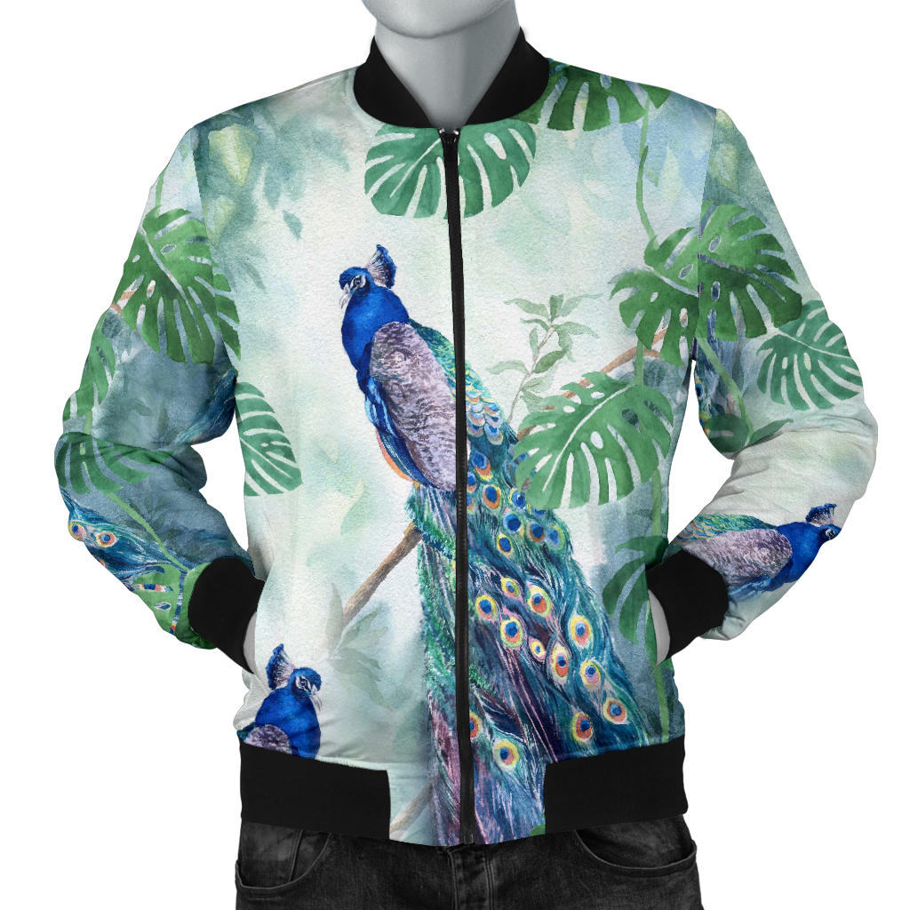 Peacock Pattern Print Design A02 Men Bomber Jacket