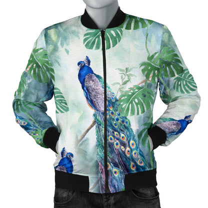 Peacock Pattern Print Design A02 Men Bomber Jacket