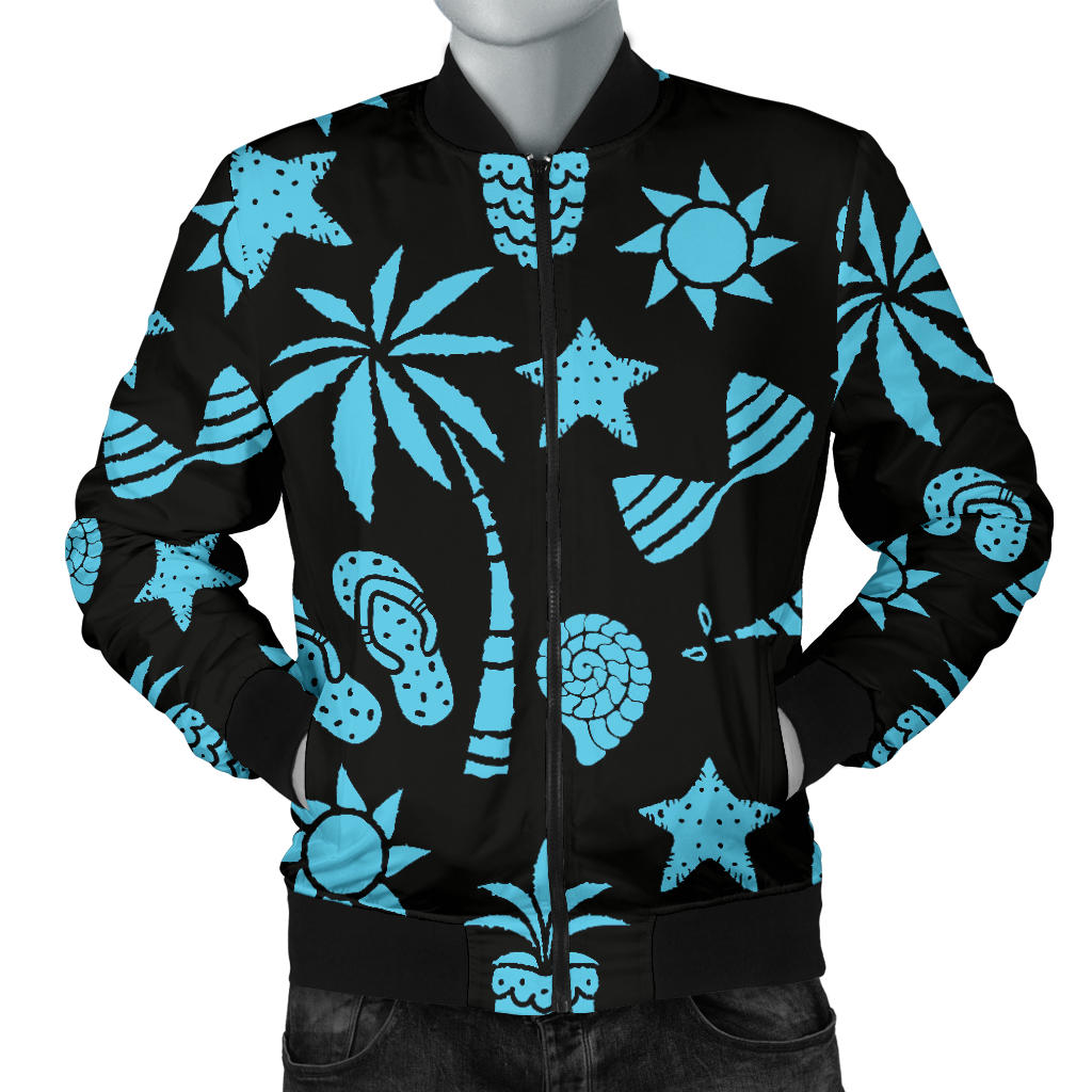 Beach Scene Pattern Print Design 03 Men Bomber Jacket