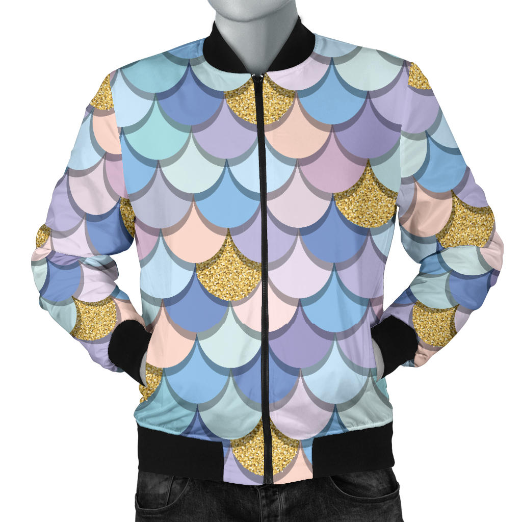 Mermaid Scales Pattern Print Design 05 Men Bomber Jacket
