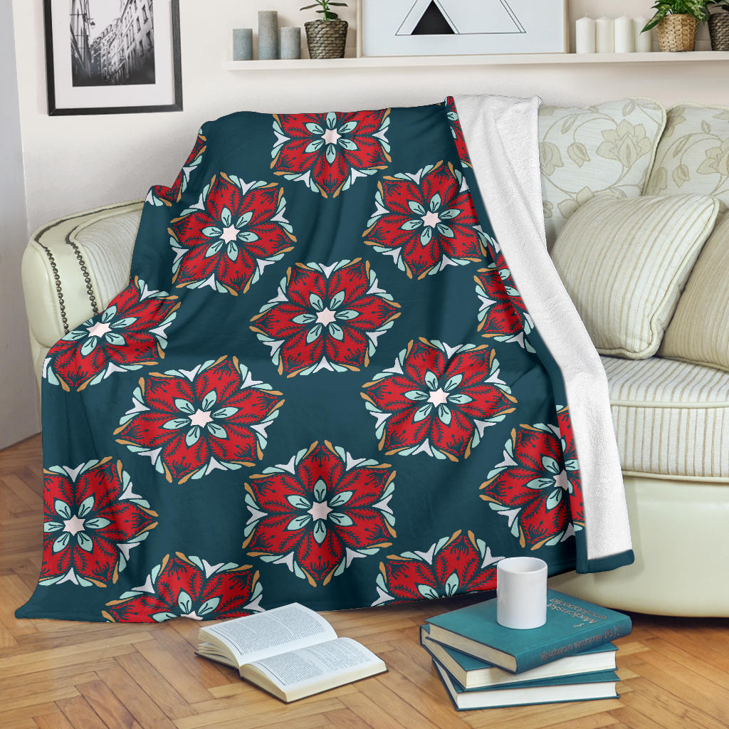 Poinsettia Pattern Print Design A03 Premium Blanket
