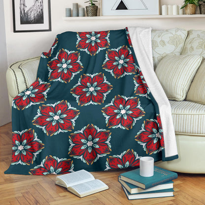 Poinsettia Pattern Print Design A03 Premium Blanket