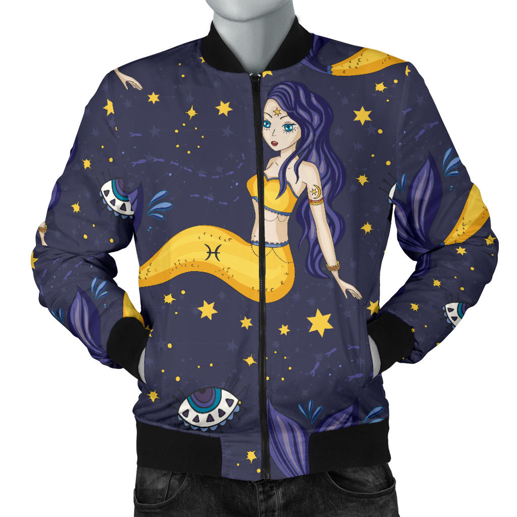 Pisces Pattern Print Design A04 Men Bomber Jacket