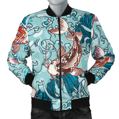 KOI Fish Pattern Print Design 05 Men Bomber Jacket