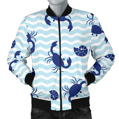 Crab Pattern Print Design 04 Men Bomber Jacket