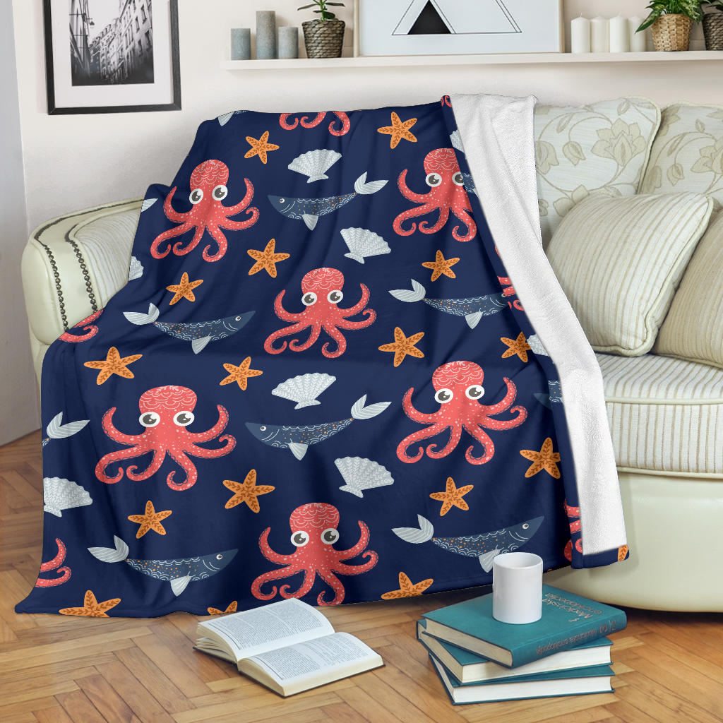 Octopus Pattern Print Design A04 Premium Blanket
