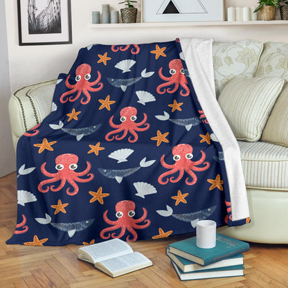 Octopus Pattern Print Design A04 Premium Blanket