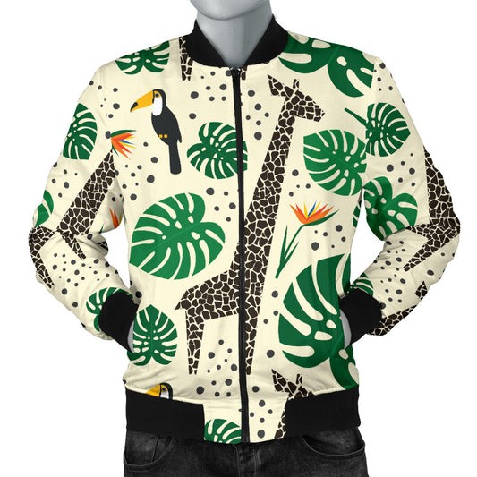 Rainforest Giraffe Pattern Print Design A02 Men Bomber Jacket