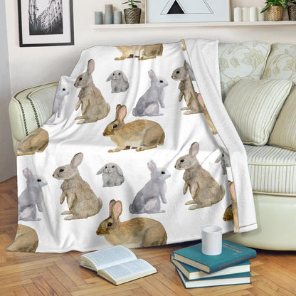 Rabbit Pattern Print Design 02 Premium Blanket