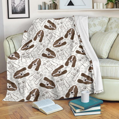 Basset Hound Pattern Print Design 01 Premium Blanket