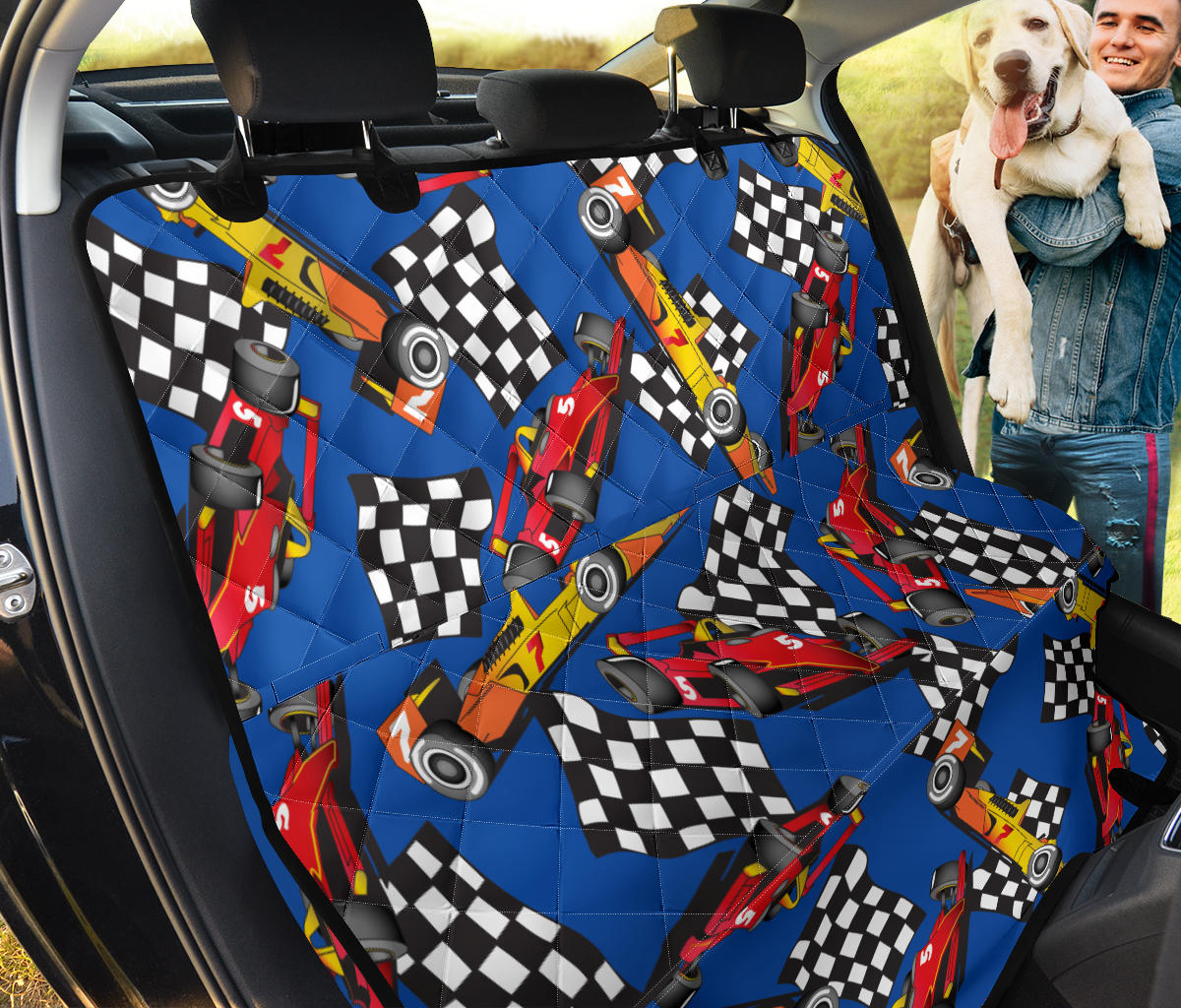 Racing Pattern Print Design A01 Rear Dog Car Seat Cover Hammock