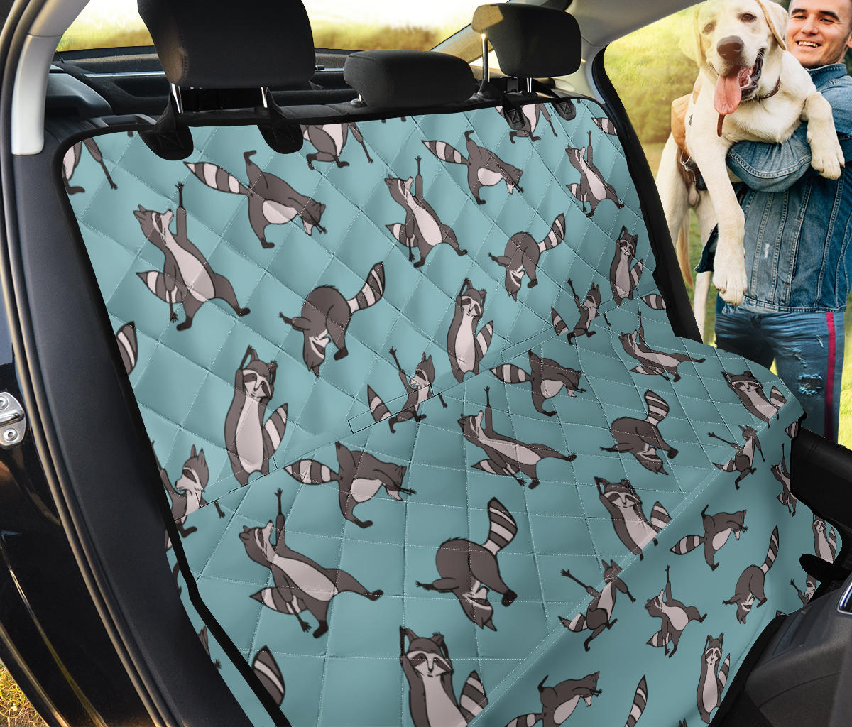 Raccoon Pattern Print Design A07 Rear Dog Car Seat Cover Hammock