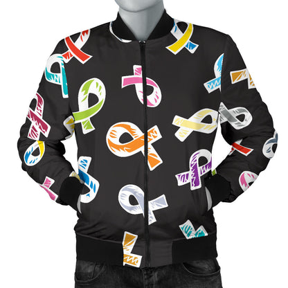Cancer Awareness Pattern Print Design 02 Men Bomber Jacket
