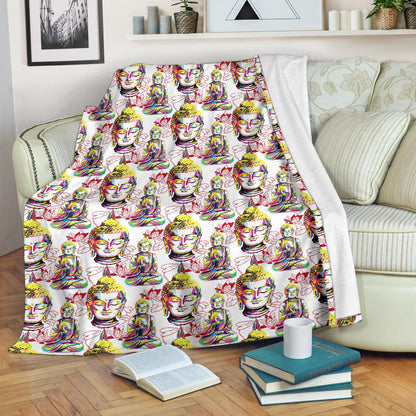 Buddha Pattern Print Design 06 Premium Blanket