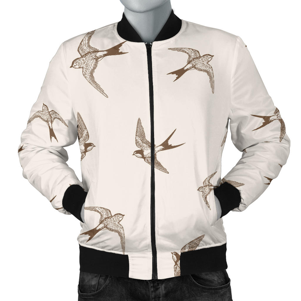 Swallow Bird Pattern Print Design 01 Men Bomber Jacket
