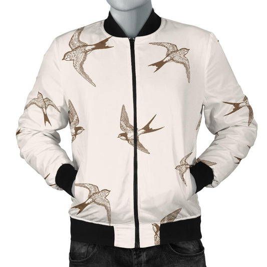 Swallow Bird Pattern Print Design 01 Men Bomber Jacket