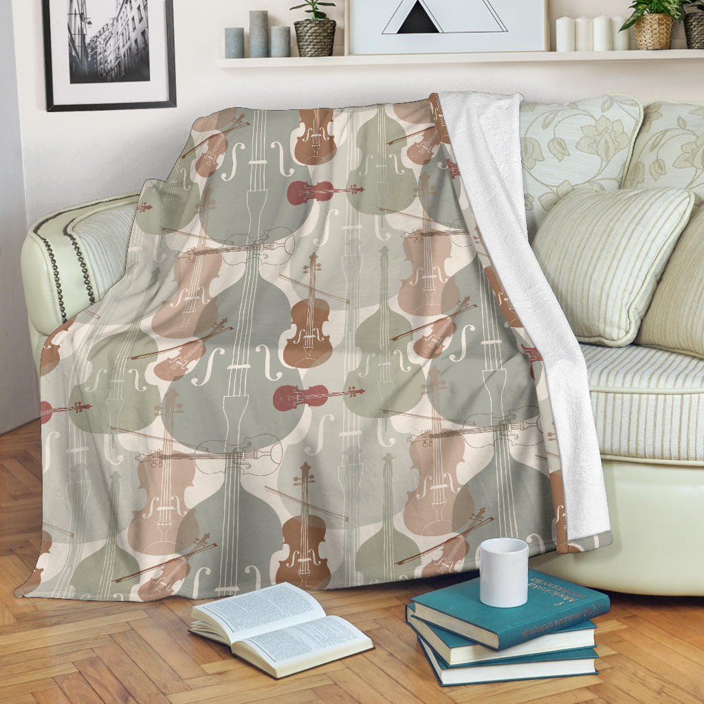 Violin Pattern Print Design 01 Premium Blanket