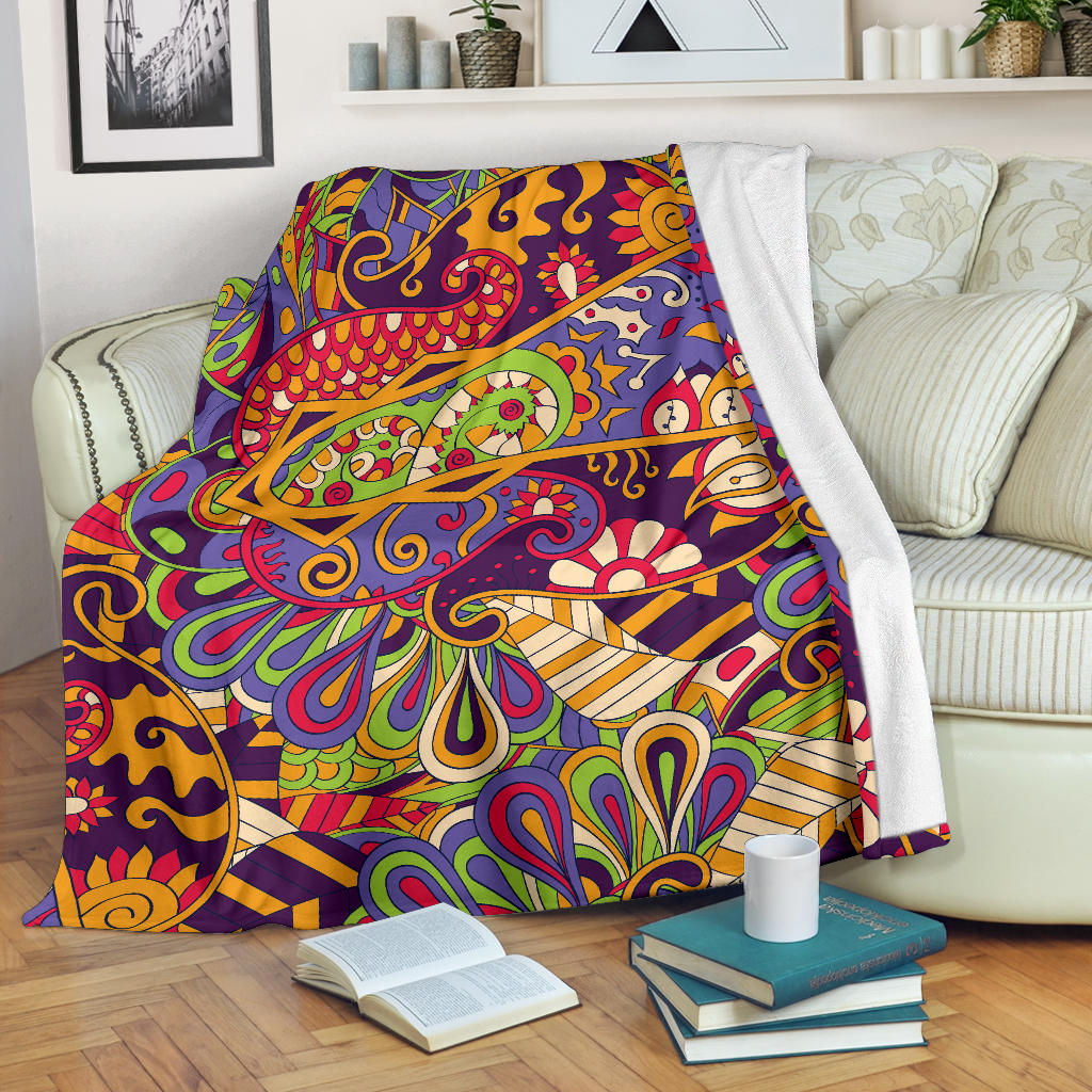 Funky Retro Pattern Print Design A04 Premium Blanket