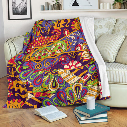 Funky Retro Pattern Print Design A04 Premium Blanket