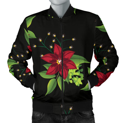 Poinsettia Pattern Print Design A01 Men Bomber Jacket