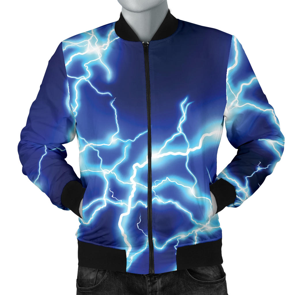 Lightning Thunder Pattern Print Design 04 Men Bomber Jacket