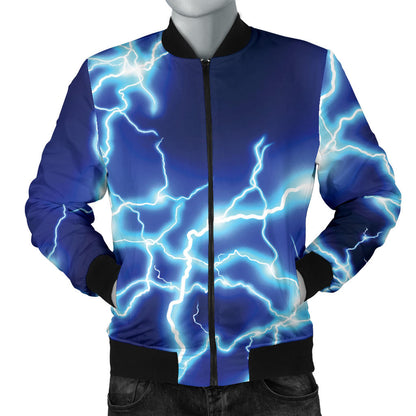 Lightning Thunder Pattern Print Design 04 Men Bomber Jacket