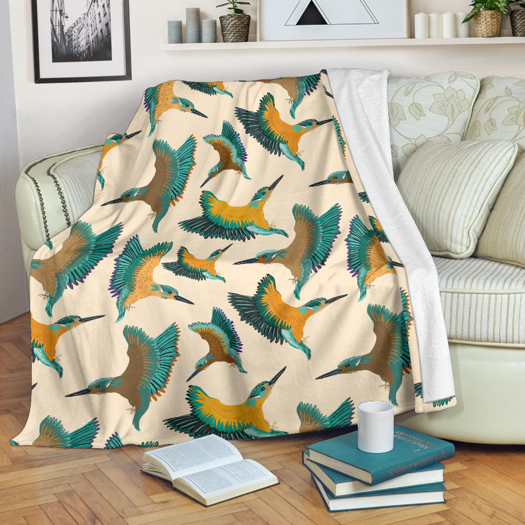 Kingfisher Pattern Print Design 02 Premium Blanket