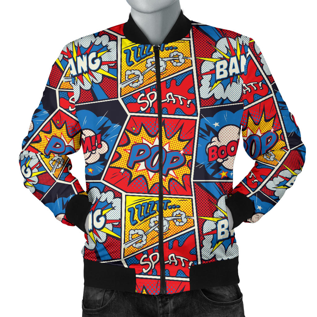 Comic Book Pattern Print Design 03 Men Bomber Jacket