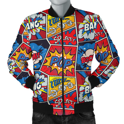 Comic Book Pattern Print Design 03 Men Bomber Jacket