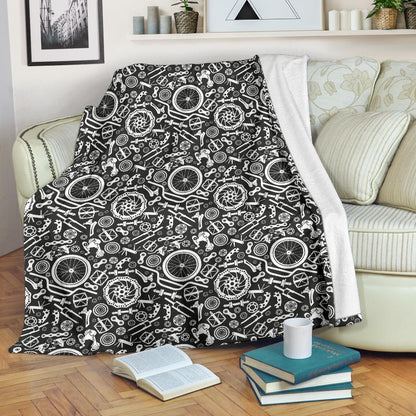 Bicycle Tools Pattern Print Design 02 Premium Blanket