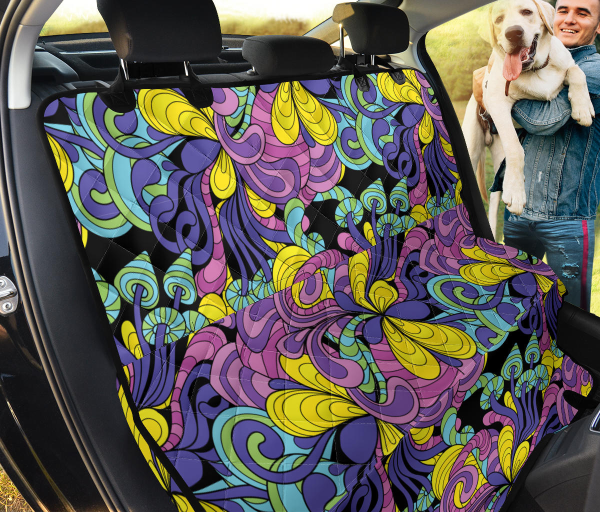 Psychedelic Pattern Print Design A04 Rear Dog Car Seat Cover Hammock