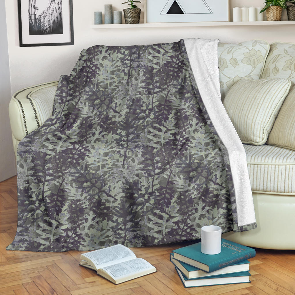 Camouflage Fern Pattern Print Design 05 Premium Blanket