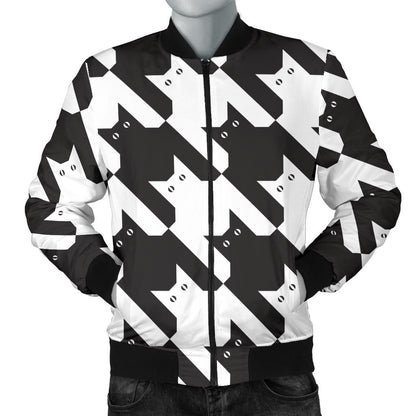 Cat HoundstoothPattern Print Design 01 Men Bomber Jacket
