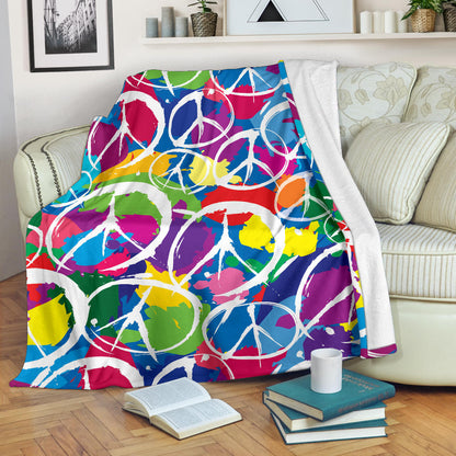 Peace Sign Colorful Pattern Print Design A02 Premium Blanket