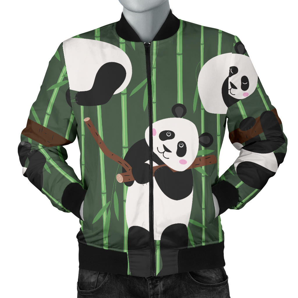 Panda Pattern Print Design A04 Men Bomber Jacket