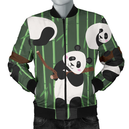 Panda Pattern Print Design A04 Men Bomber Jacket