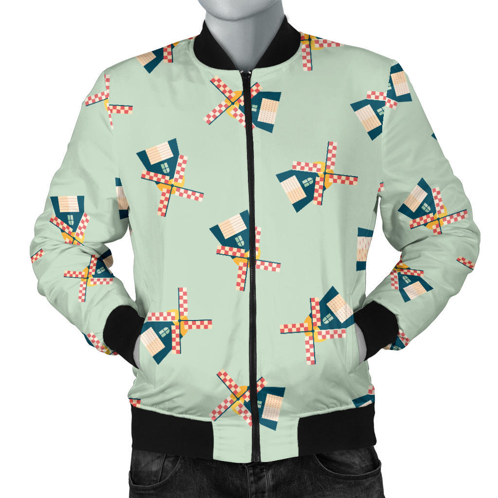 Windmill Pattern Print Design 02 Men Bomber Jacket