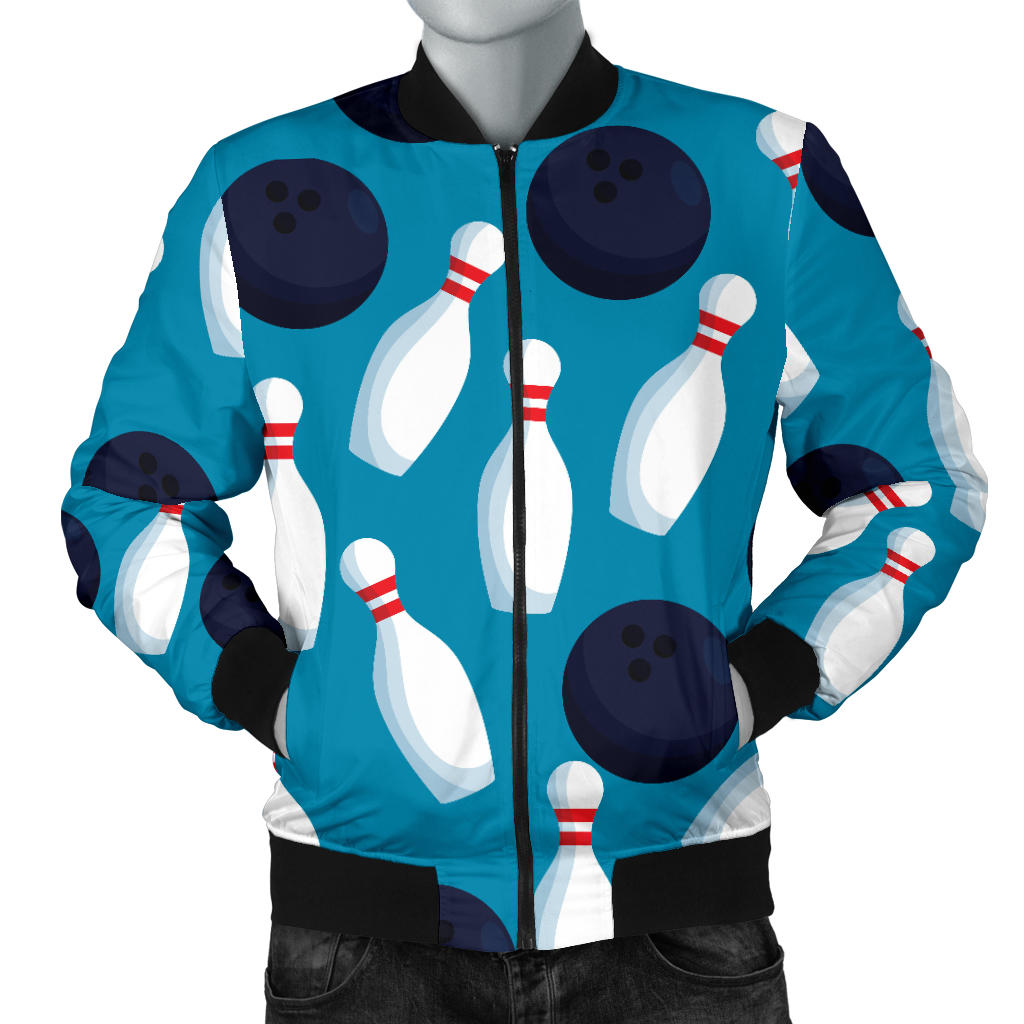 Bowling Pin Pattern Print Design 010 Men Bomber Jacket