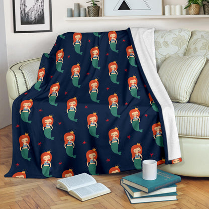 Mermaid Girl Pattern Print Design 01 Premium Blanket