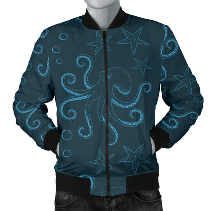 Octopus Pattern Print Design A05 Men Bomber Jacket